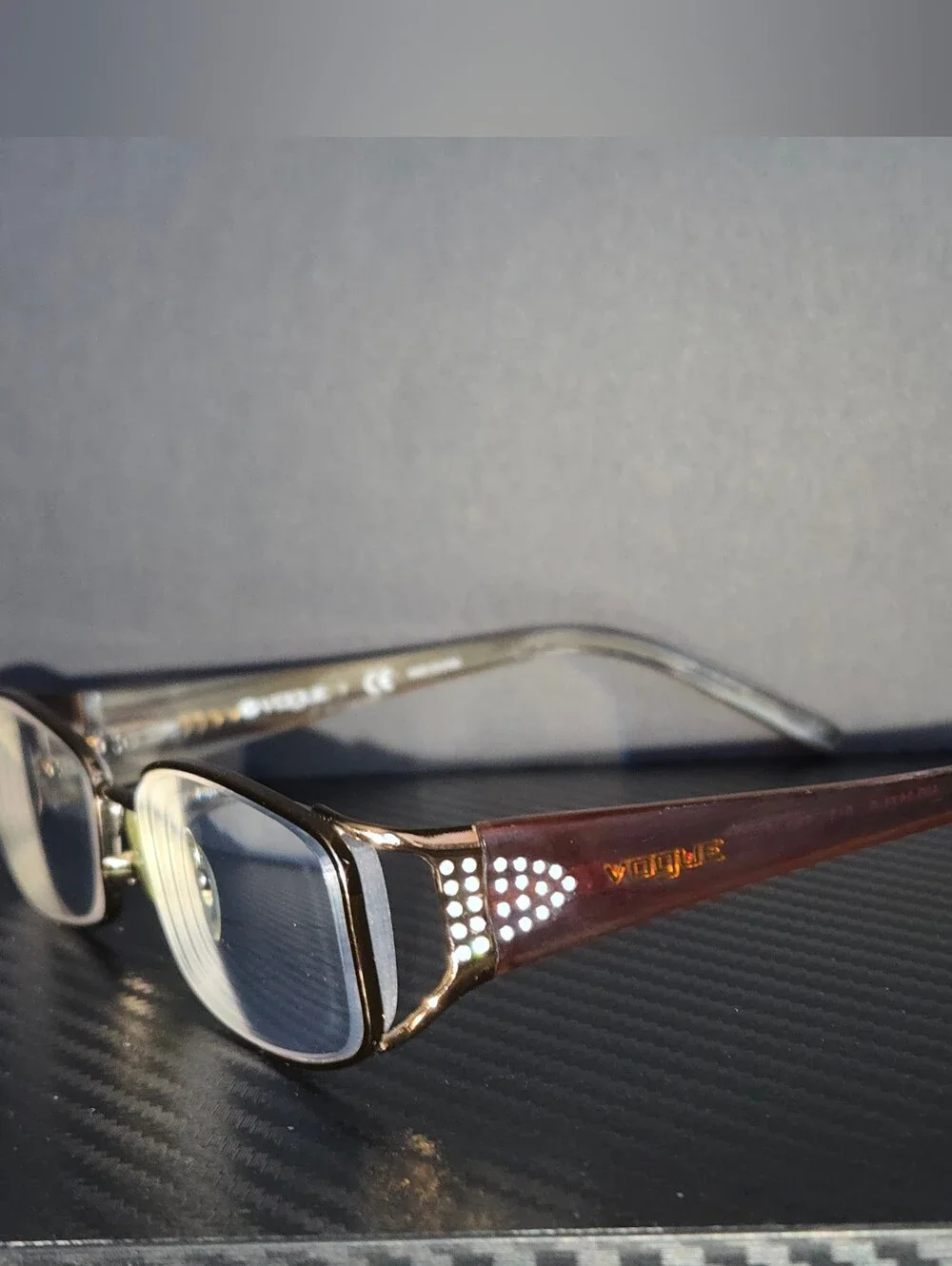 Vogue VO3671-B Frame 53-17-130 Brown & Gold Eyeglass Glasses W/ Rhinestones
